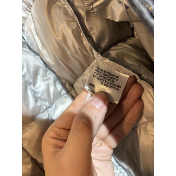 Calvin Klein Premium Down Packable Quilted Hooded Silver Puffer Jacket M - Picture 12 of 14